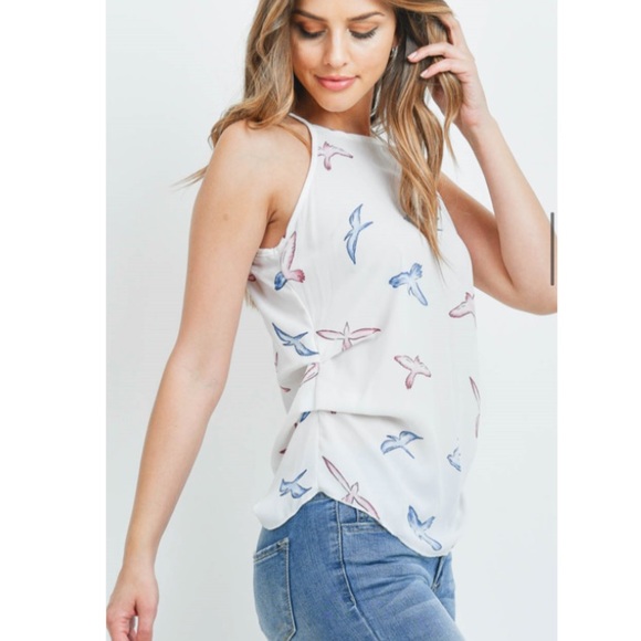 Bird Print Tank Top Womens - Picture 2 of 8